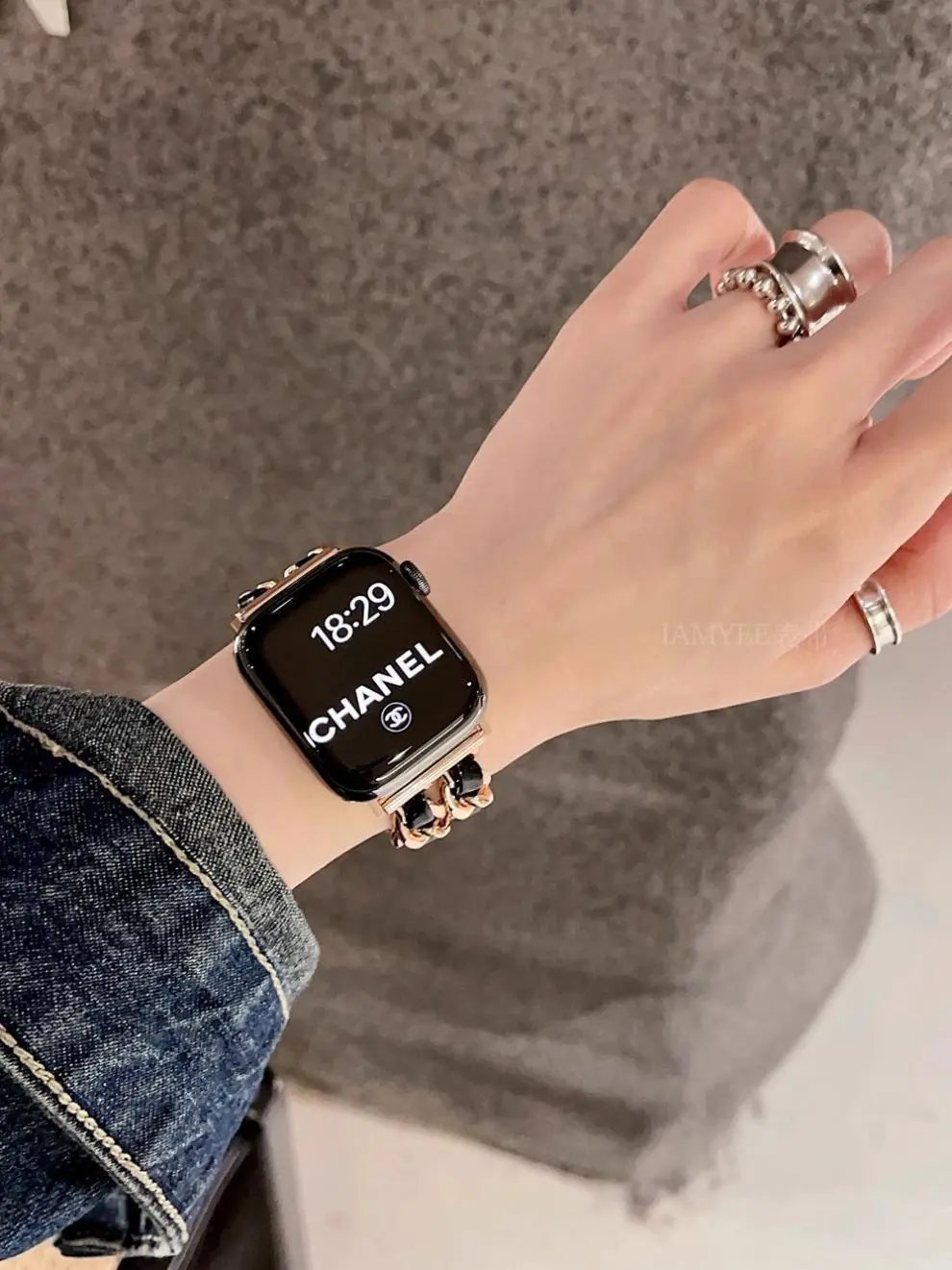 Apple Watch with Rose Gold Metal Link Bracelet Smartwatch - 24