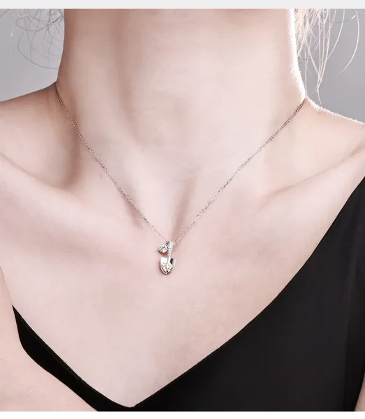 Design Silver 925 Cubic Zirconia Shovel Pendant Necklace Jewelry - 7