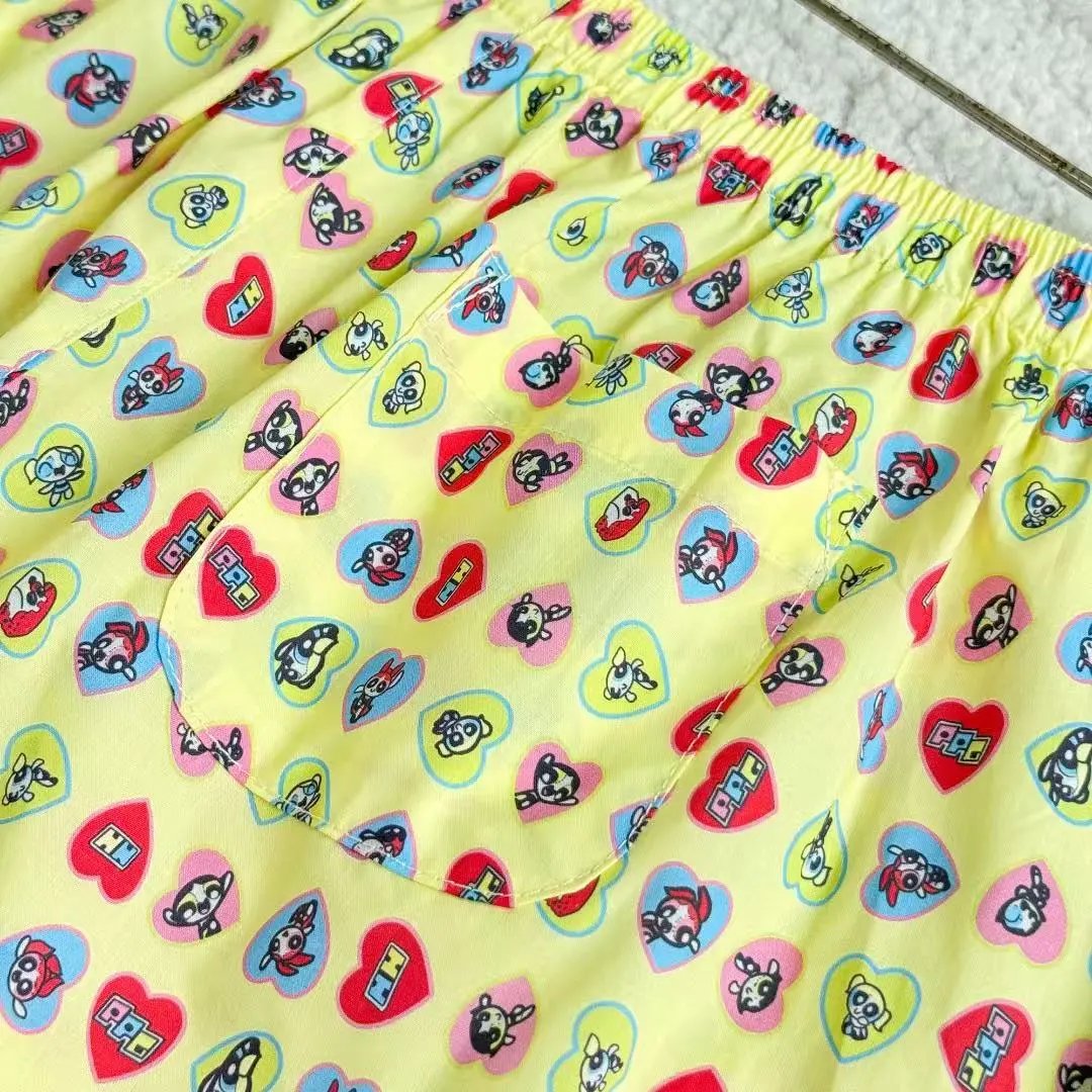 Design Heart Print Wide-Leg Pants Yellow - 11