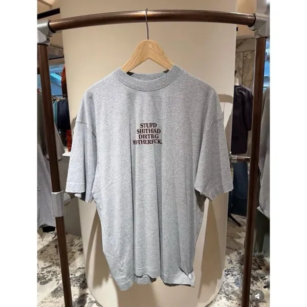 Design Graphic Print Oversized T-Shirt Gray - 1