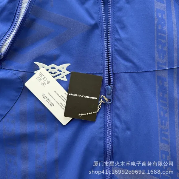 Umbro Windbreaker Jacket Royal Blue with White Stripes and Graphic Print - 17