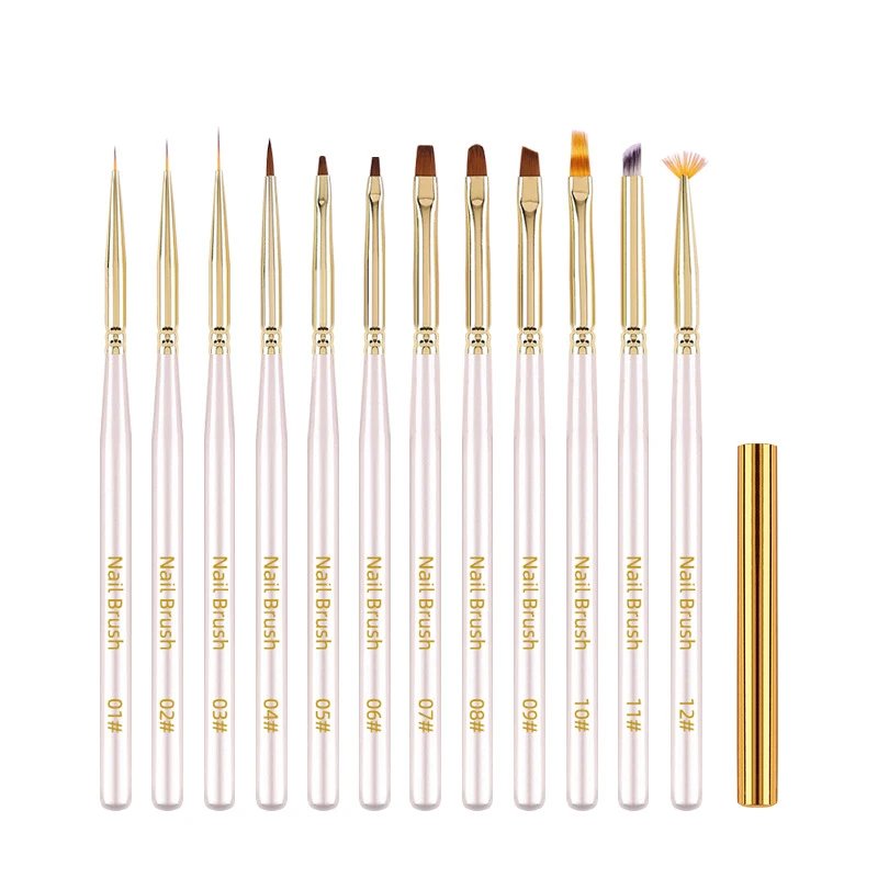 Nail Brush Set White Pearlized Professional Nail Art Kit