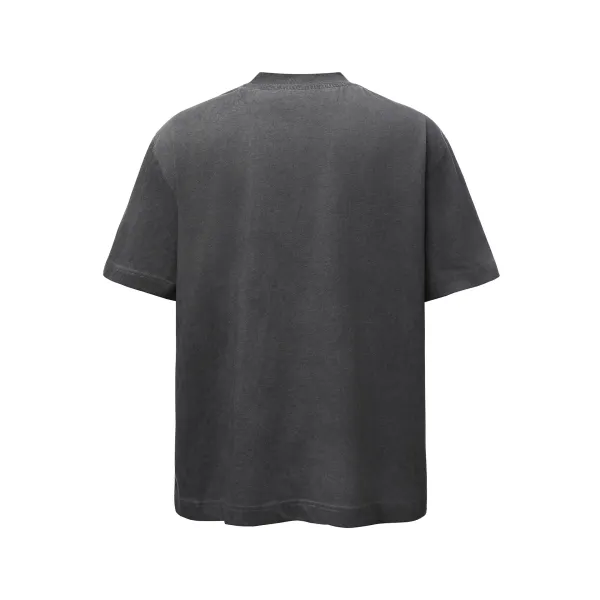 Design Graphic Print Washed Gray T-Shirt - 8