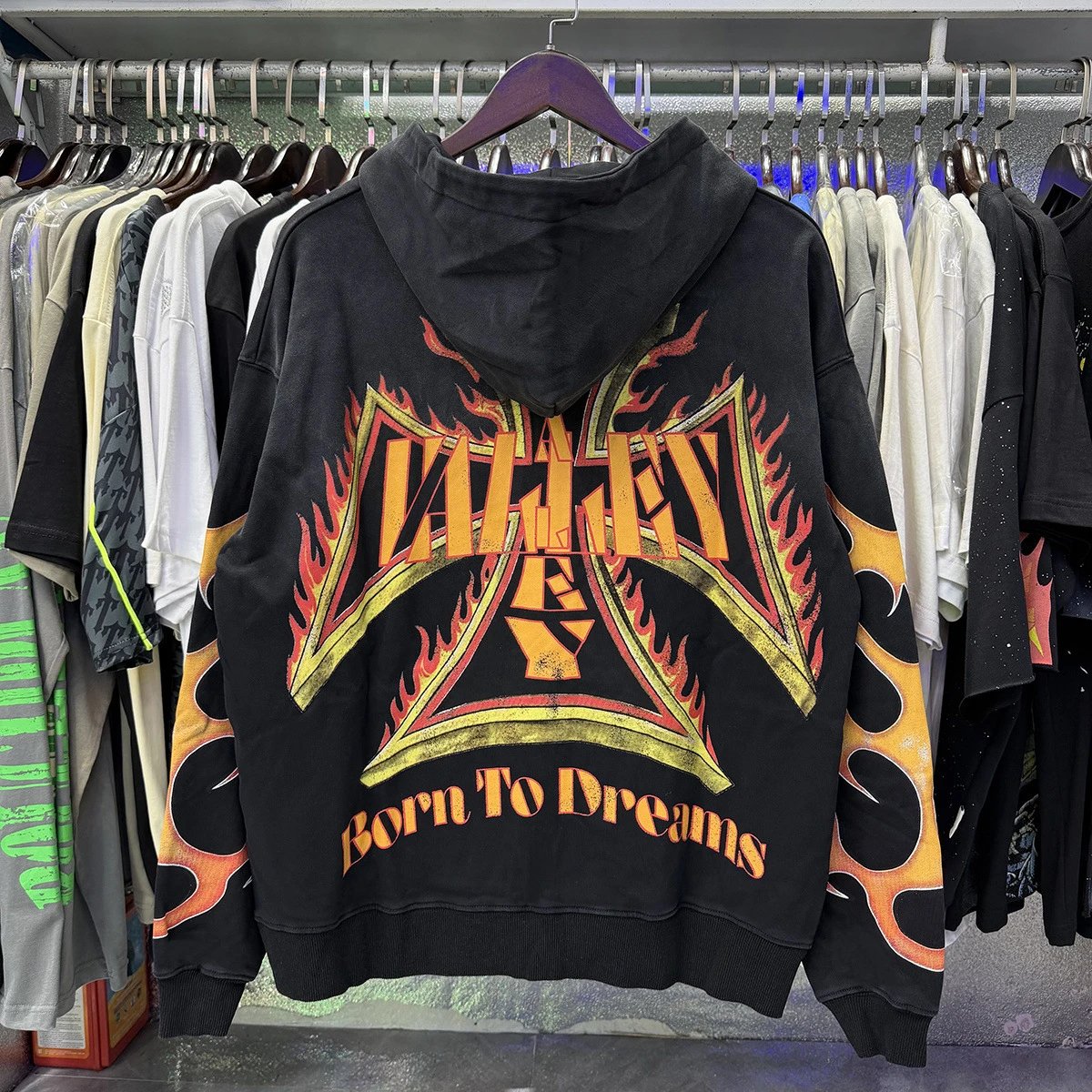 Hellstar Born To Dreams Flame Cross Hoodie Black - 8