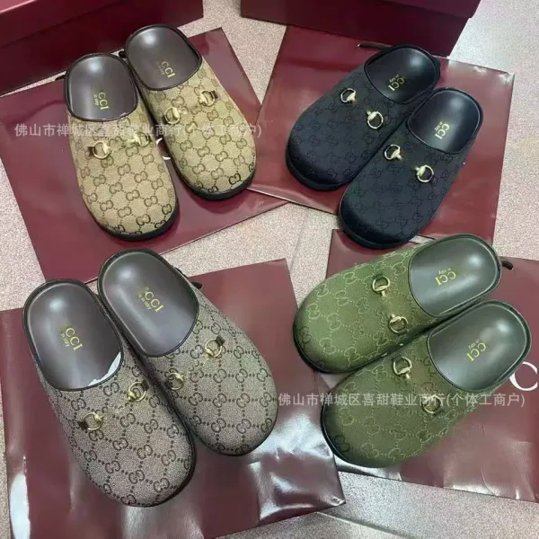 Gucci Horsebit Mule Denim Blue GG Jacquard Slippers - 2