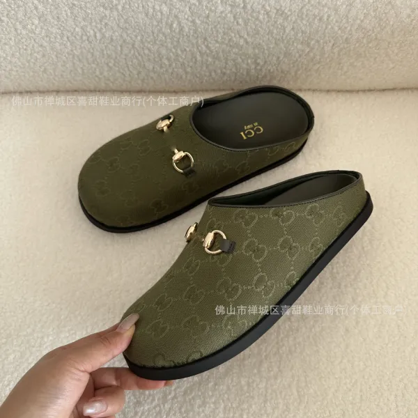 Gucci Horsebit Mule Denim Blue GG Jacquard Slippers - 11