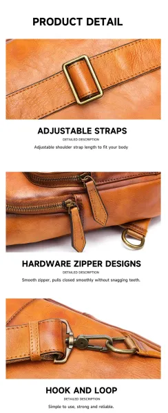 Design Sling Bag Tan Leather Crossbody Bag - 8