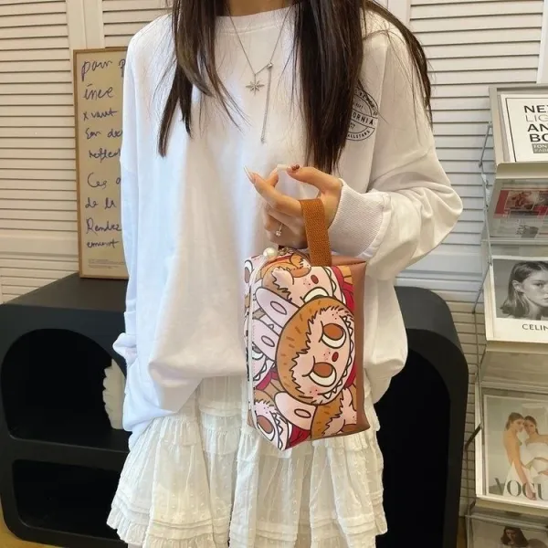 Design Abubu Cartoon Print Yellow Pouch Bag Clutches - 15