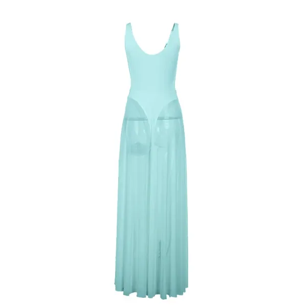 Design Sheer Overlay Maxi Dress in Mint - 1