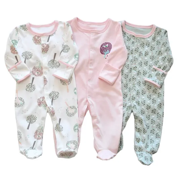 Design Footed Pajamas Set Teal / White / Gray Baby Sleepwear - 7
