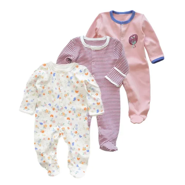 Design Footed Pajamas Set Teal / White / Gray Baby Sleepwear - 13