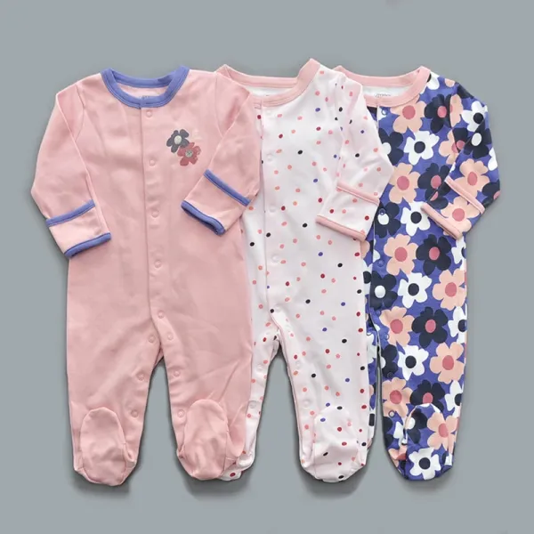 Design Footed Pajamas Set Teal / White / Gray Baby Sleepwear - 19