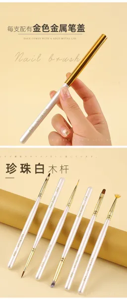 Design Nail Brush #04 Functional Brush Pink Gold Nail Art Brush Accessories - 8