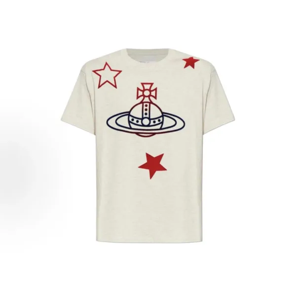 Vivienne Westwood Orb Star Print Beige T-Shirt - 1