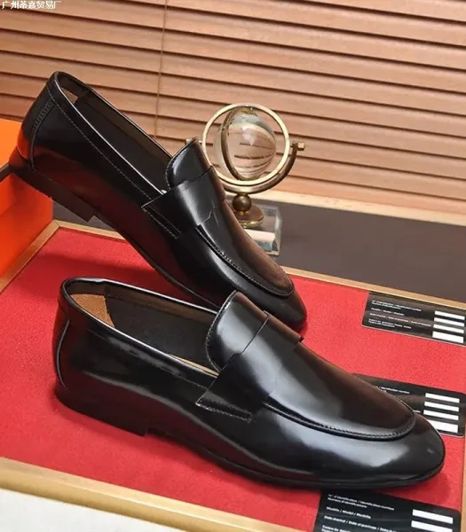 Design Pebbled Leather Penny Loafers Black Casual Shoes - 14
