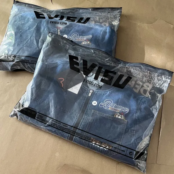 Evisu Denim Bomber Jacket with Osaka Japan Patch and Corduroy Panels Blue - 13