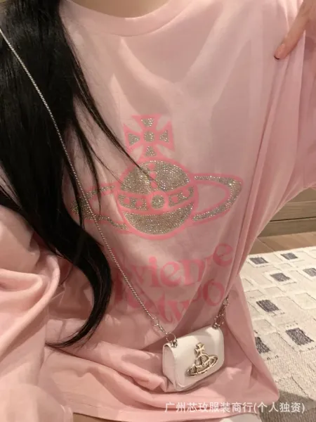 Vivienne Westwood Orb Logo Long Sleeve T-Shirt in Pink and White - 6