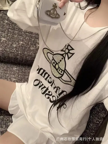 Vivienne Westwood Orb Logo Long Sleeve T-Shirt in Pink and White - 8