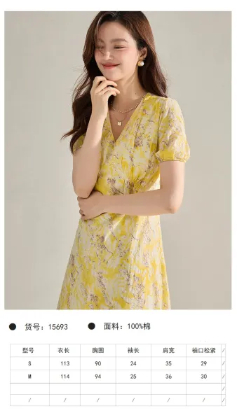 Design Wrap Dress with Floral Print in Blue Multicolor - 14