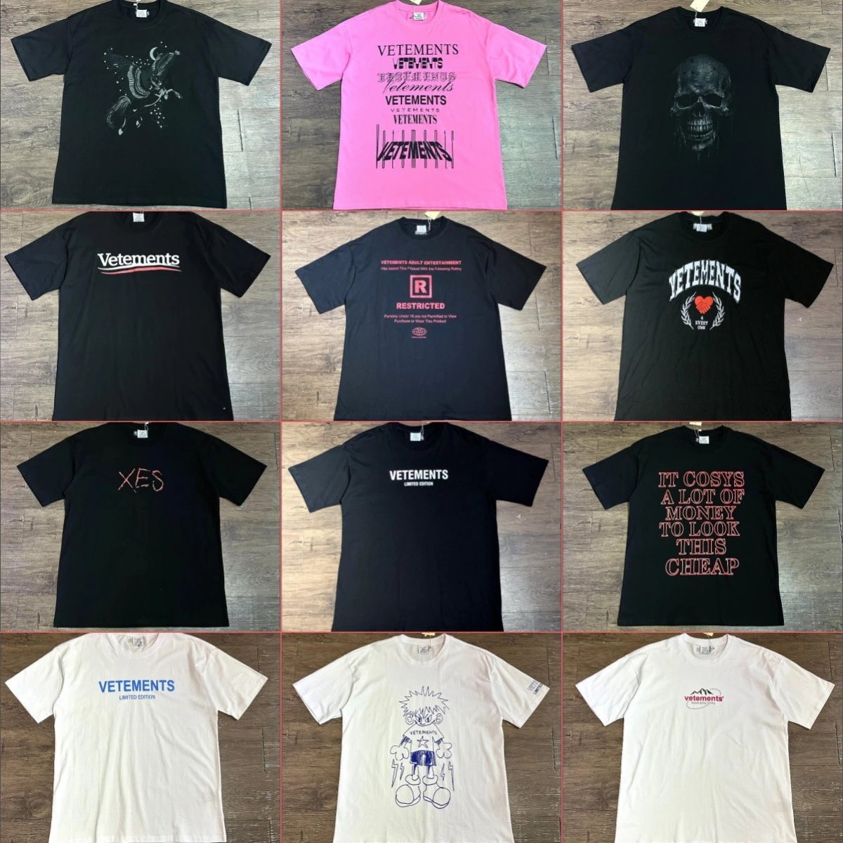 Vetements Graphic Print Black White Pink Casual T-Shirt