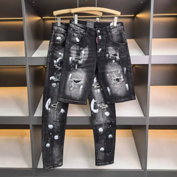 Dsquared2 Paint Splatter Distressed Black Jeans - 1