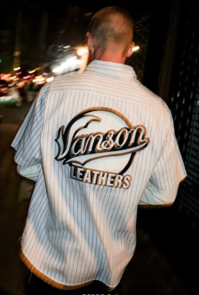 Vanson Leather x Supreme x Wiseco x Klotz Racing Pinstripe Work Shirt White - 5