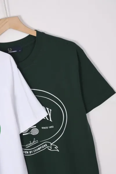 Fred Perry Heritage Logo Oval Print T-Shirt Forest Green - 4