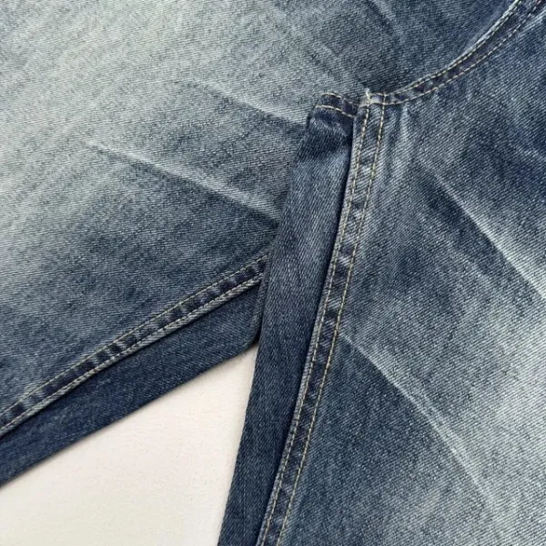 Design Wide-Leg Distressed Blue Jeans - 20