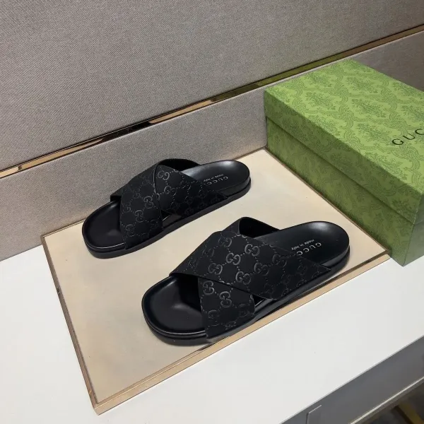 Gucci GG Marmont Slide Sandals Brown Suede Slippers - 26