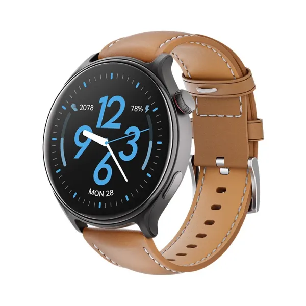 Apple Watch Series 9 GPS + Cellular 45mm Midnight Aluminum with Tan Leather Loop Smartwatch Smartwatches - 1