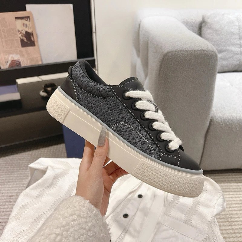 Design Chunky Platform Sneakers Black Gray White