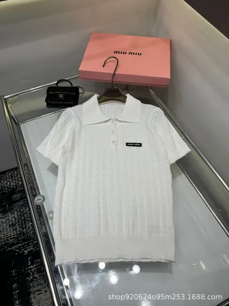 Miu Miu Knit Polo Shirt Lemon Yellow Tops Polo - 4