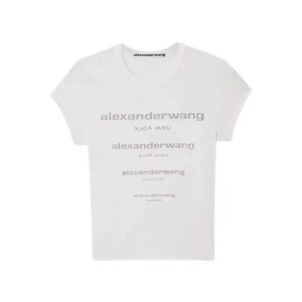 Alexander Wang Logo Repeat Print White T-Shirt - 1