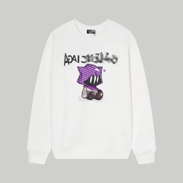 Design Graphic Print White Hoodie - 1
