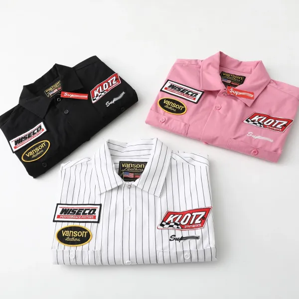 Vanson Leather x Supreme x Wiseco x Klotz Racing Pinstripe Work Shirt White - 14