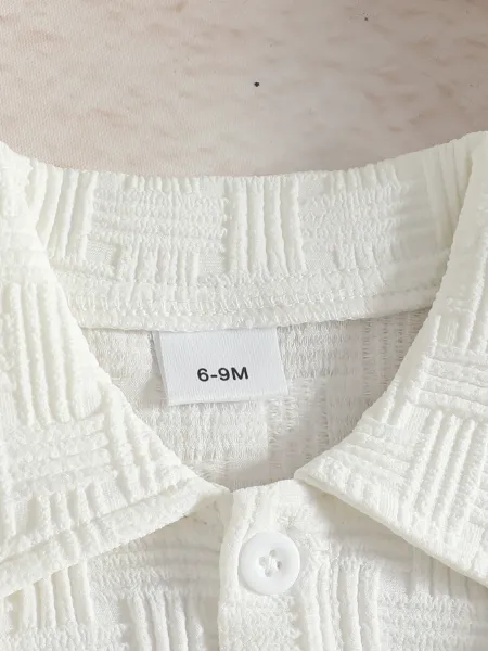 Design Classic Wear 1975 Woven Texture Short Set White Kids Casual Set Sets - 12