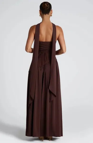 Design Olive Green Asymmetrical Halter Gown Dress.formal Dress - 22