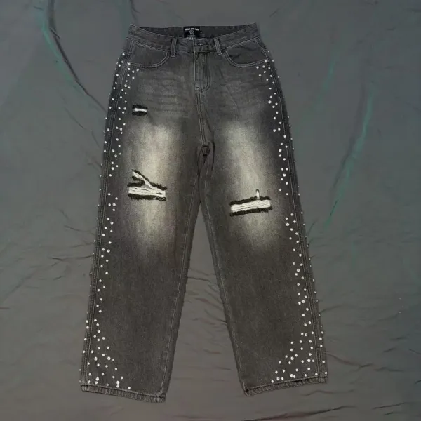 Design Mind & Vision Logo Print Light Wash Jeans - 13