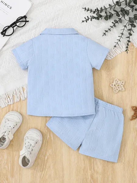 Design Classic Wear 1975 Woven Texture Short Set White Kids Casual Set Sets - 19