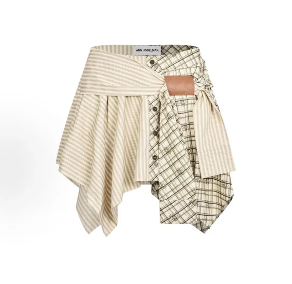 Design Ann Andelman Asymmetrical Wrap Skirt Beige Multicolor Skirt - 1