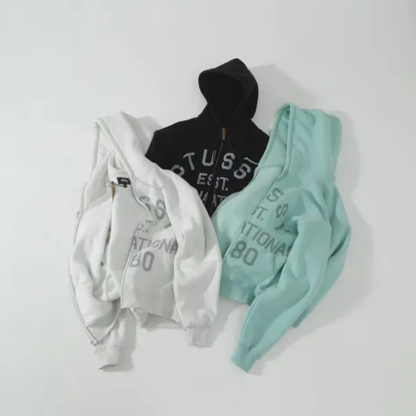 Stussy International Established 1980 Mint Green Zip-Up Hoodie - 3