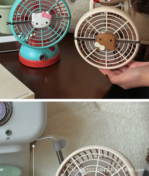 Hello Kitty Mini Desk Fan Turquoise and Red Electronics - 8