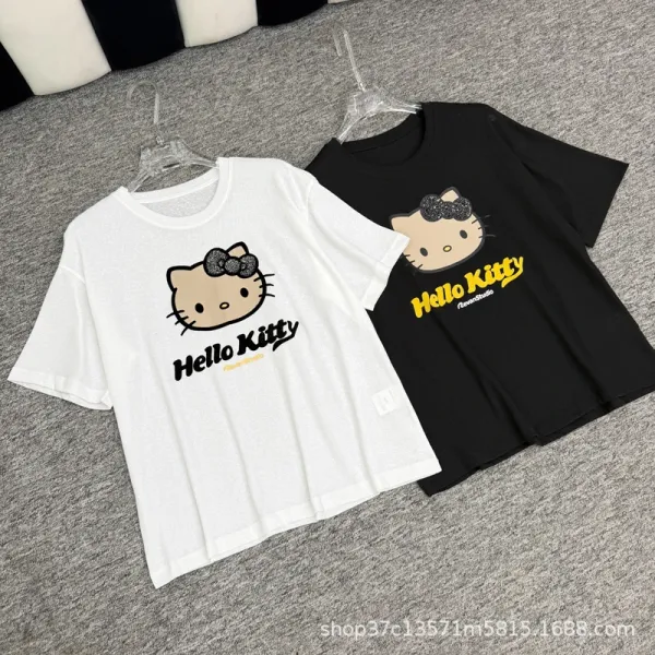 Hello Kitty Graphic Print White Oversized T-Shirt - 4