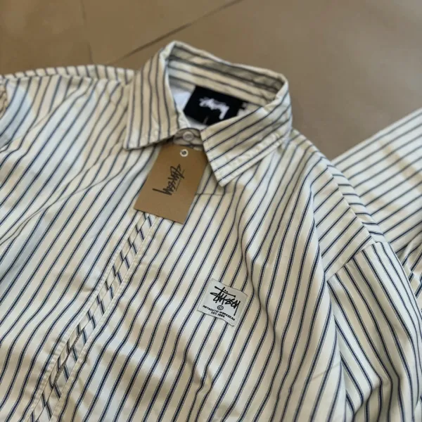 Stussy Striped Coach Jacket Beige / Black Outerwear - 5