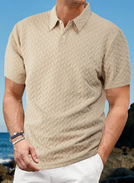 Design Textured Chevron Polo and Shorts Set White - 37