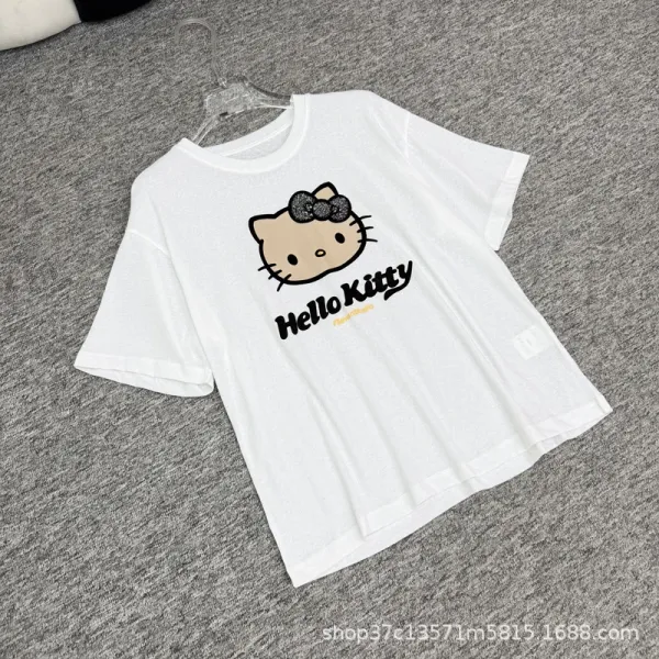Hello Kitty Graphic Print White Oversized T-Shirt - 8