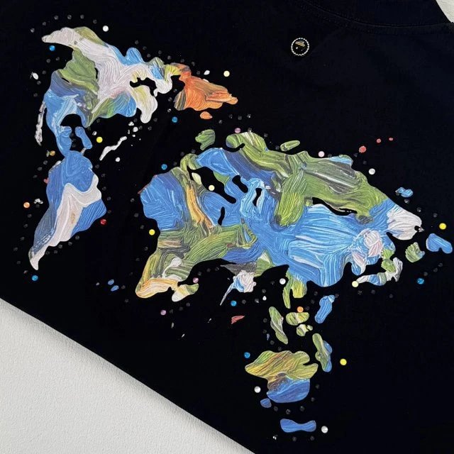 Design COOGI World Map Print Black T-Shirt T-Shirts - 25