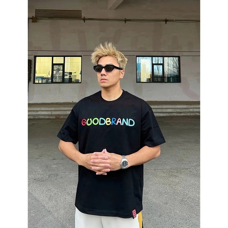 Goodbrand Rainbow Logo Black Streetwear T-Shirt