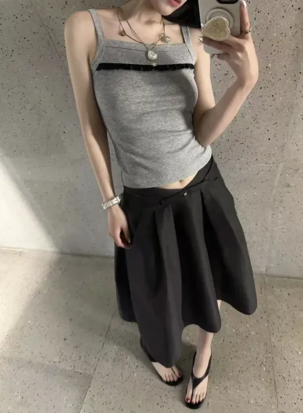 Design Sheer Overlay Skirt Black - 2