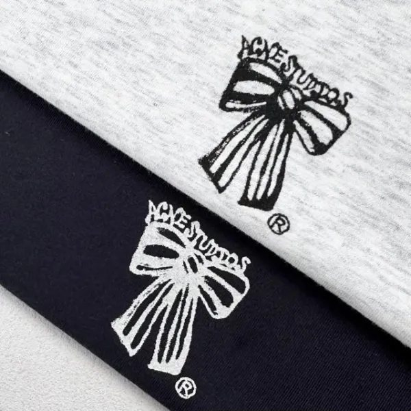 Design Embroidered Bow T-Shirt Gray - 19